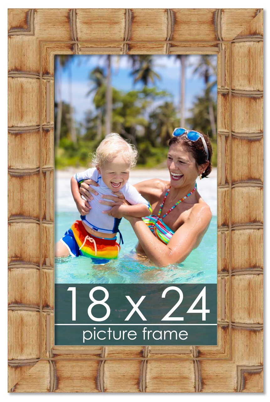 18x24 Wide Bamboo Picture Frame with UV-Resistant Acrylic & Acid Free Backing, Available in 4 Finishes - Brown, Black, Silver, and Natural